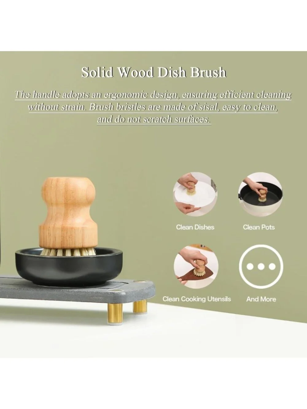 Stylish Soap Dispenser Set with Stainless Pumps, Dry Tray & Dish Scrub Brush
